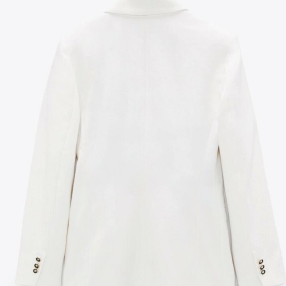 ZARA WOMAN NWT DOUBLE-BREASTED METAL BUTTON BLAZER JACKET WHITE 2409/695 XS S - Picture 9 of 10